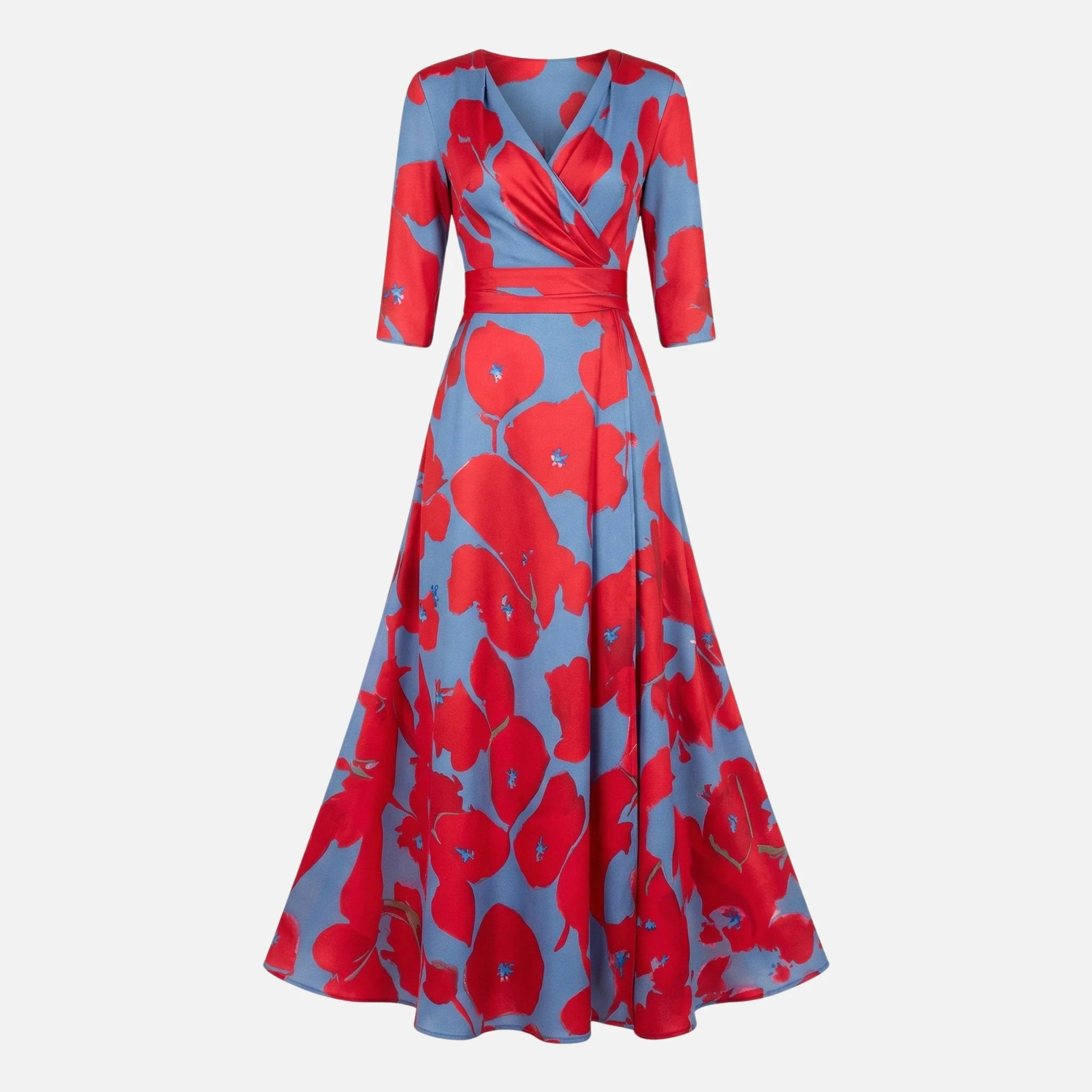 Vera | Damen Satin Wickelkleid V-Ausschnitt Maxilänge – Satin Wickel Maxi - Image 8