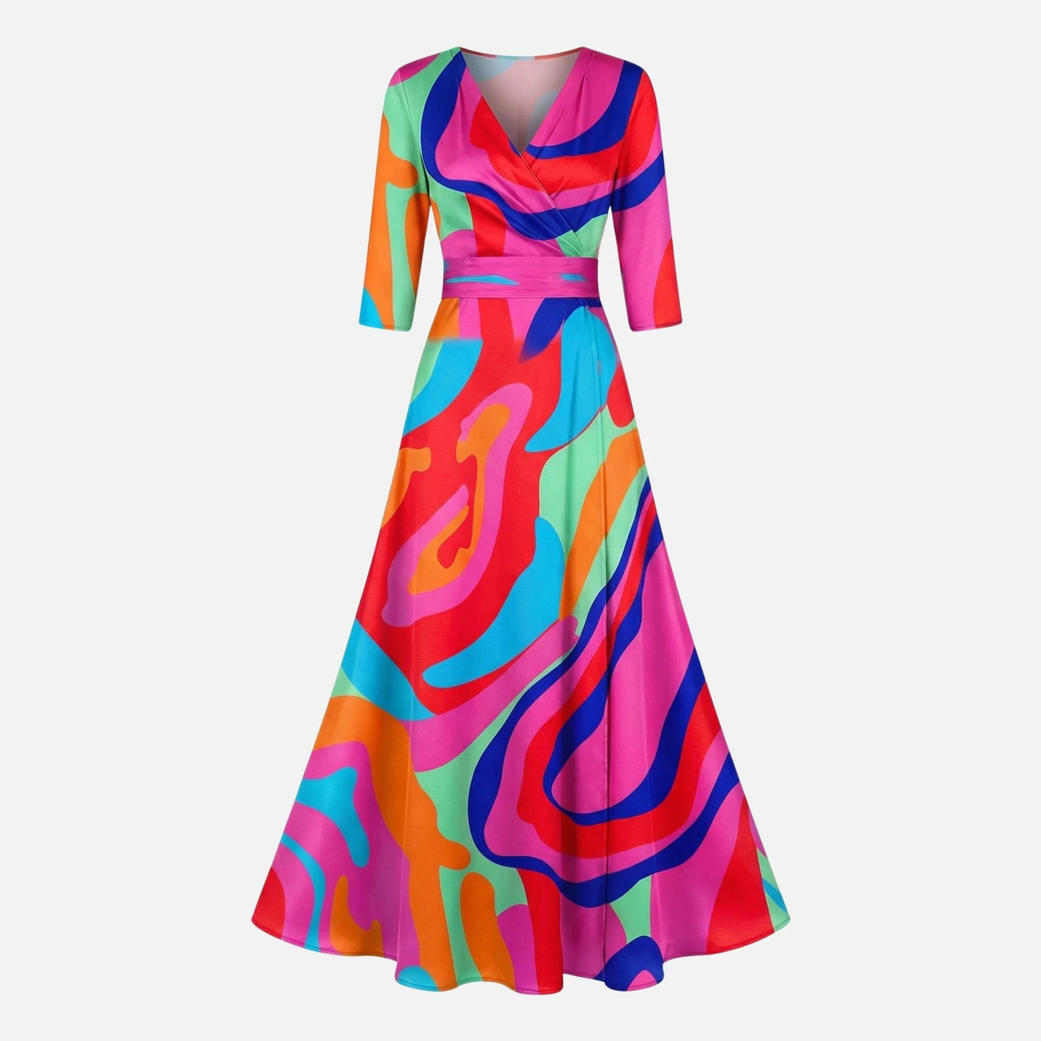 Vera | Damen Satin Wickelkleid V-Ausschnitt Maxilänge – Satin Wickel Maxi - Image 9