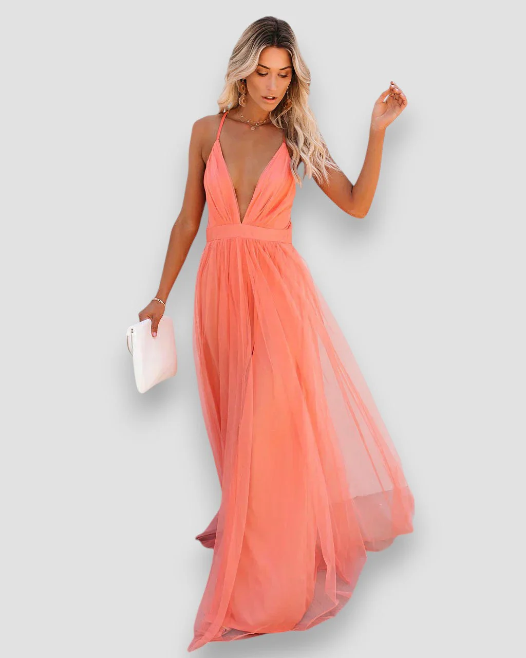 Savannah | Chiffon Maxikleid mit Tiefem Ausschnitt - Image 4