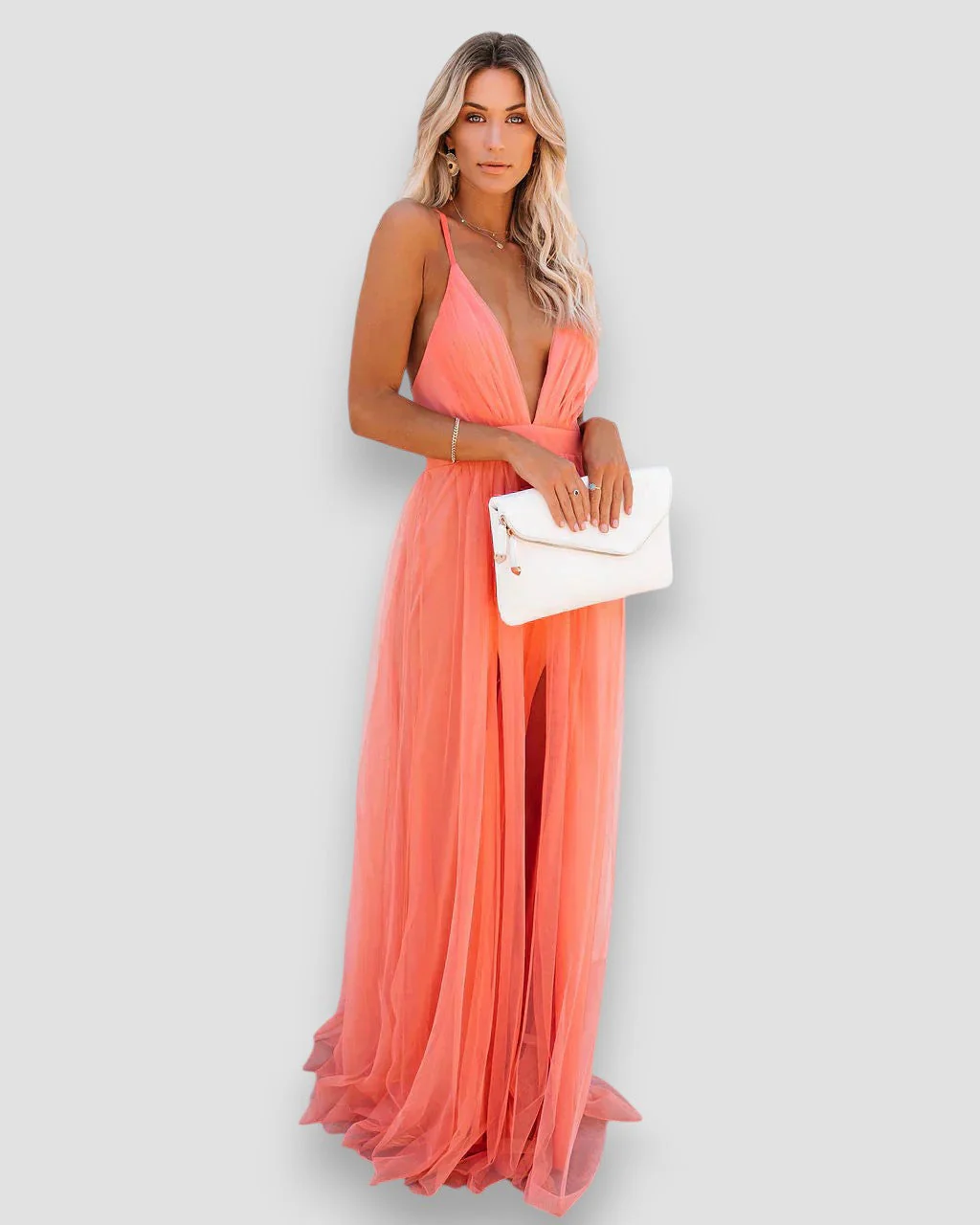 Savannah | Chiffon Maxikleid mit Tiefem Ausschnitt - Image 5