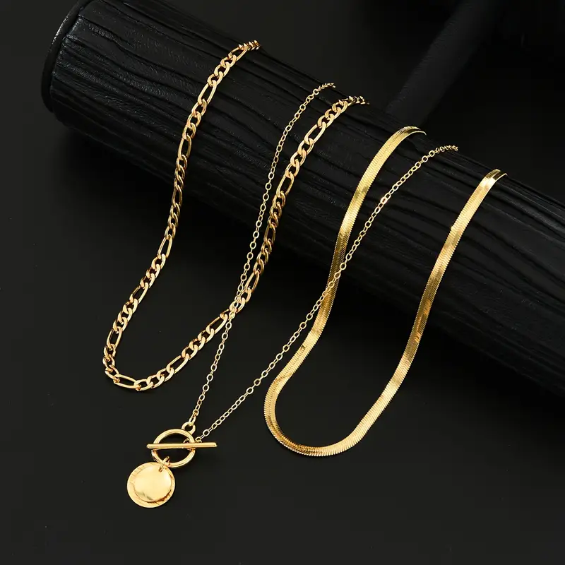 Savira Textured Coin Layering Necklace | Gold - Image 2