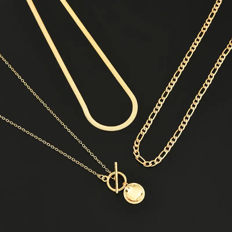 Savira Textured Coin Layering Necklace | Gold - Image 3
