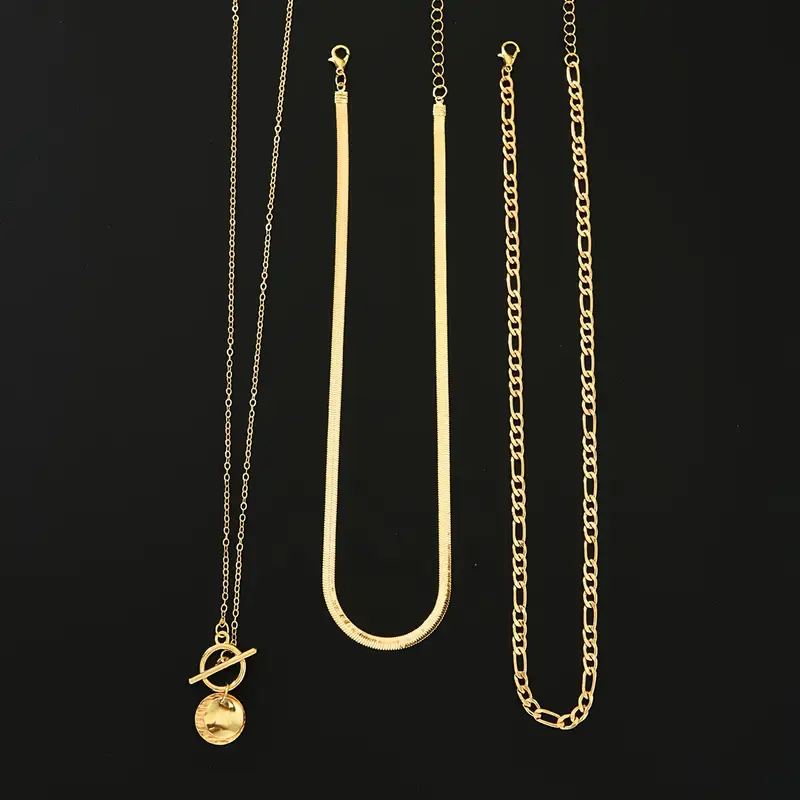 Savira Textured Coin Layering Necklace | Gold - Image 4