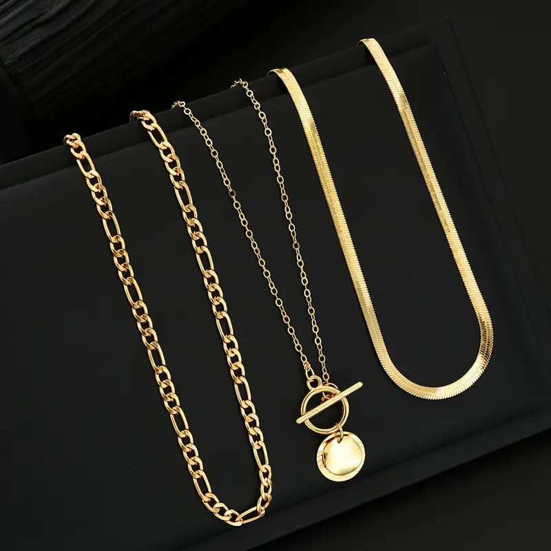 Savira Textured Coin Layering Necklace | Gold - Image 6