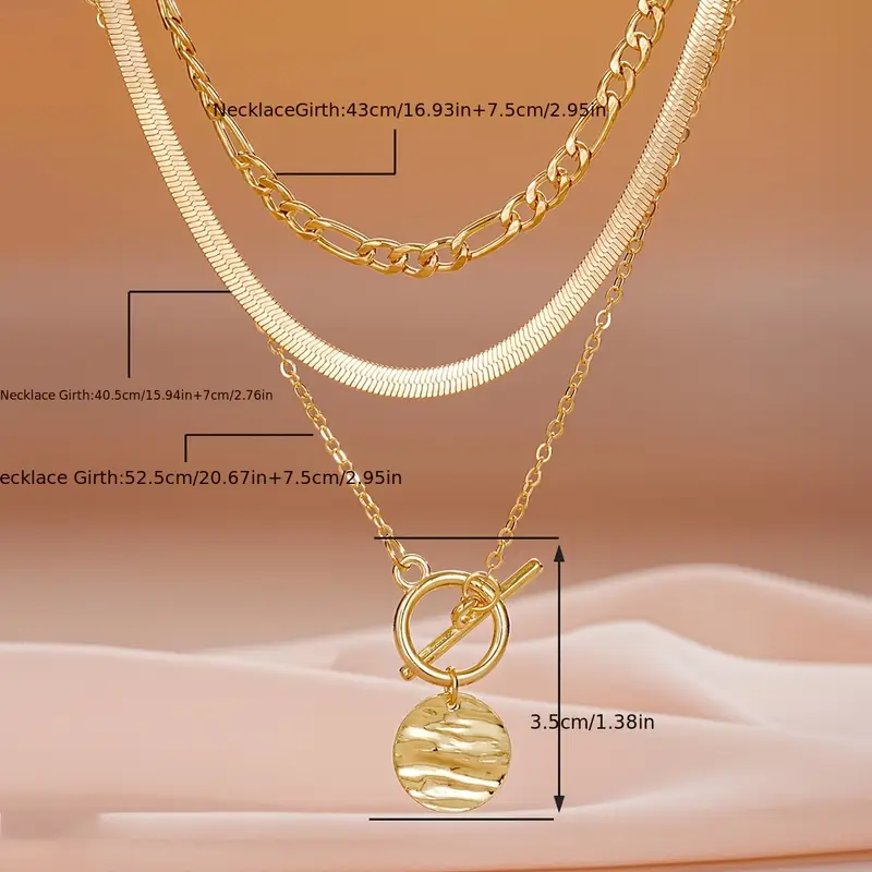 Savira Textured Coin Layering Necklace | Gold - Image 7