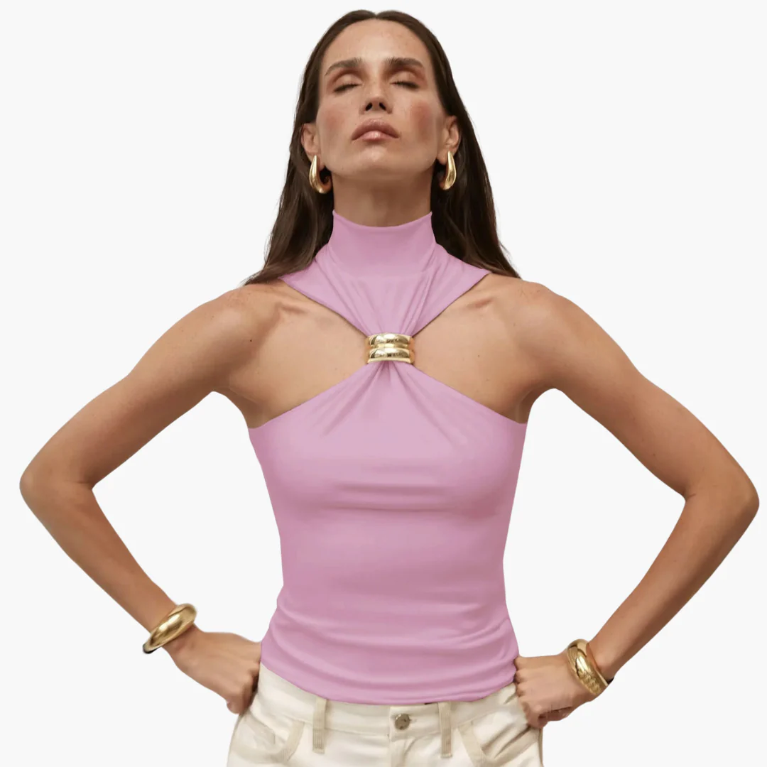 Schicke High Neck Haltertop - für Frauen mit Goldakzent - Image 10
