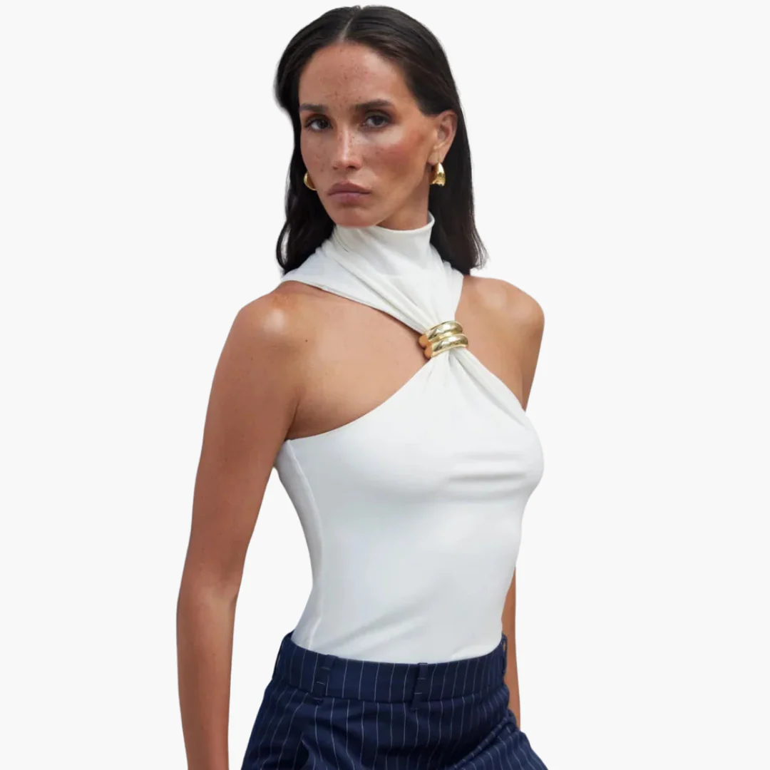 Schicke High Neck Haltertop - für Frauen mit Goldakzent - Image 3