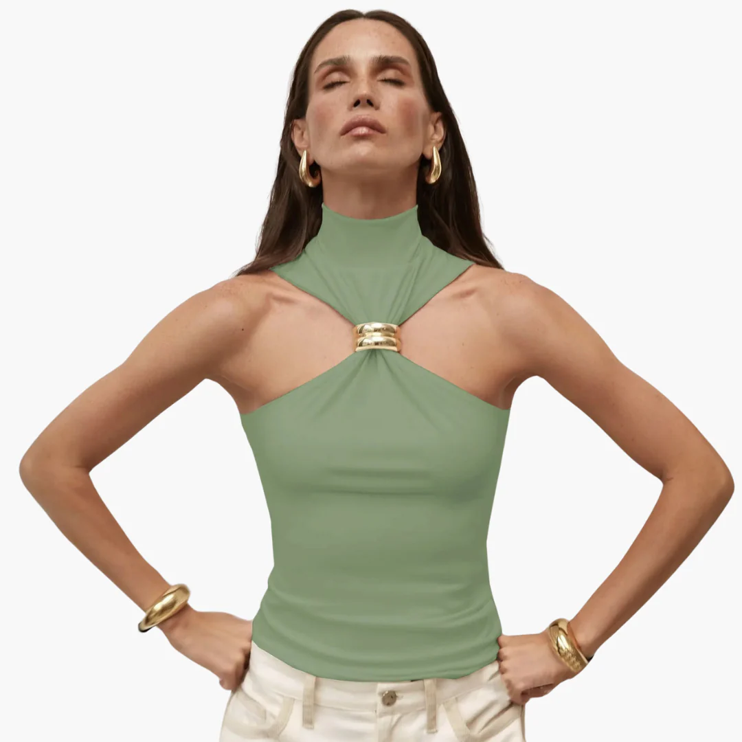 Schicke High Neck Haltertop - für Frauen mit Goldakzent - Image 6