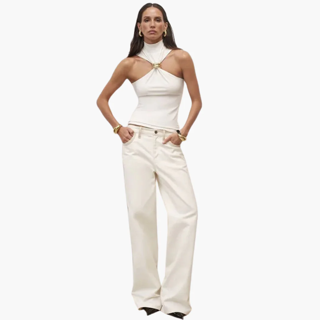 Schicke High Neck Haltertop - für Frauen mit Goldakzent - Image 7