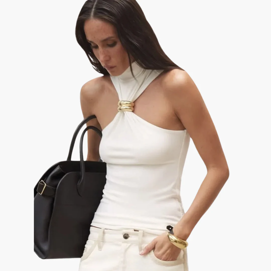 Schicke High Neck Haltertop - für Frauen mit Goldakzent - Image 8