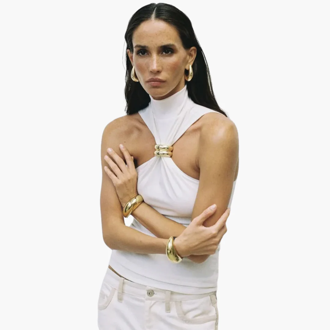 Schicke High Neck Haltertop - für Frauen mit Goldakzent - Image 9