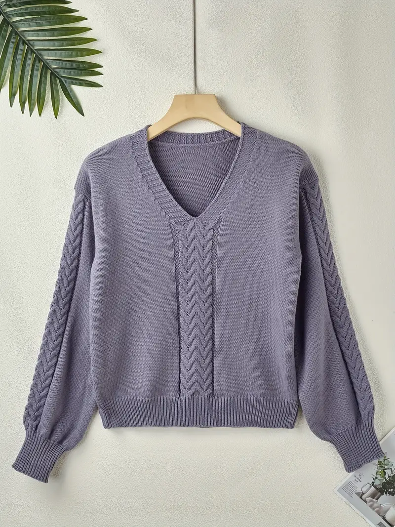 SCHICKER V-AUSSCHNITT KABELSTRICKPULLOVER FÜR FRAUEN | ELEGANTER STRICKSTIL - Image 5