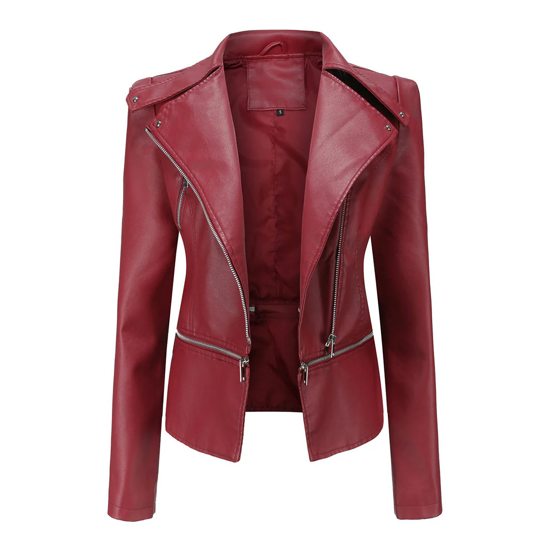 Schlanke Passform Bikerjacke für Damen | Lässig - Image 2