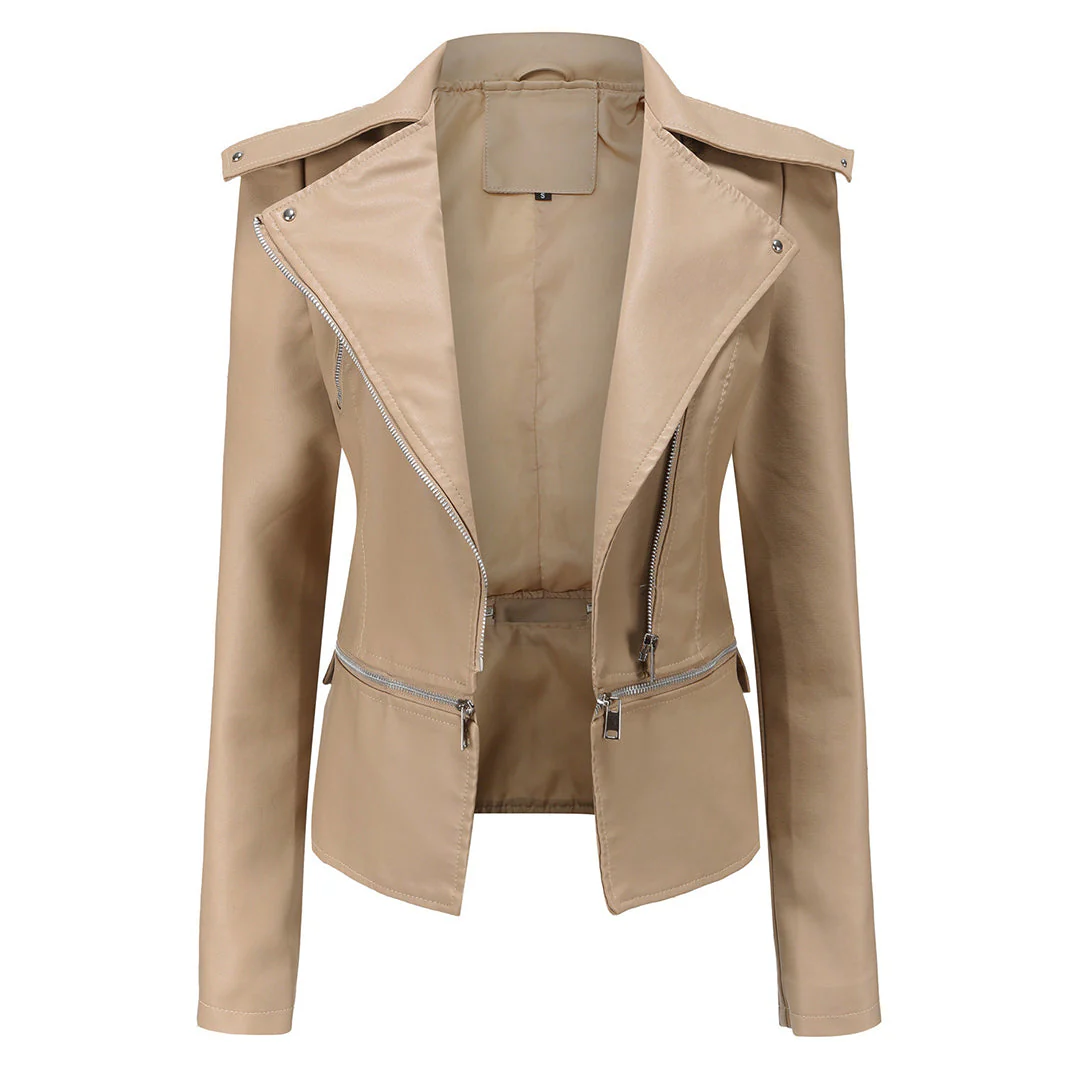 Schlanke Passform Bikerjacke für Damen | Lässig - Image 3