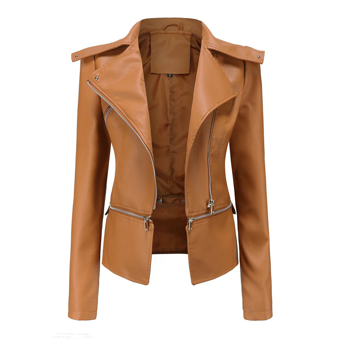 Schlanke Passform Bikerjacke für Damen | Lässig - Image 4