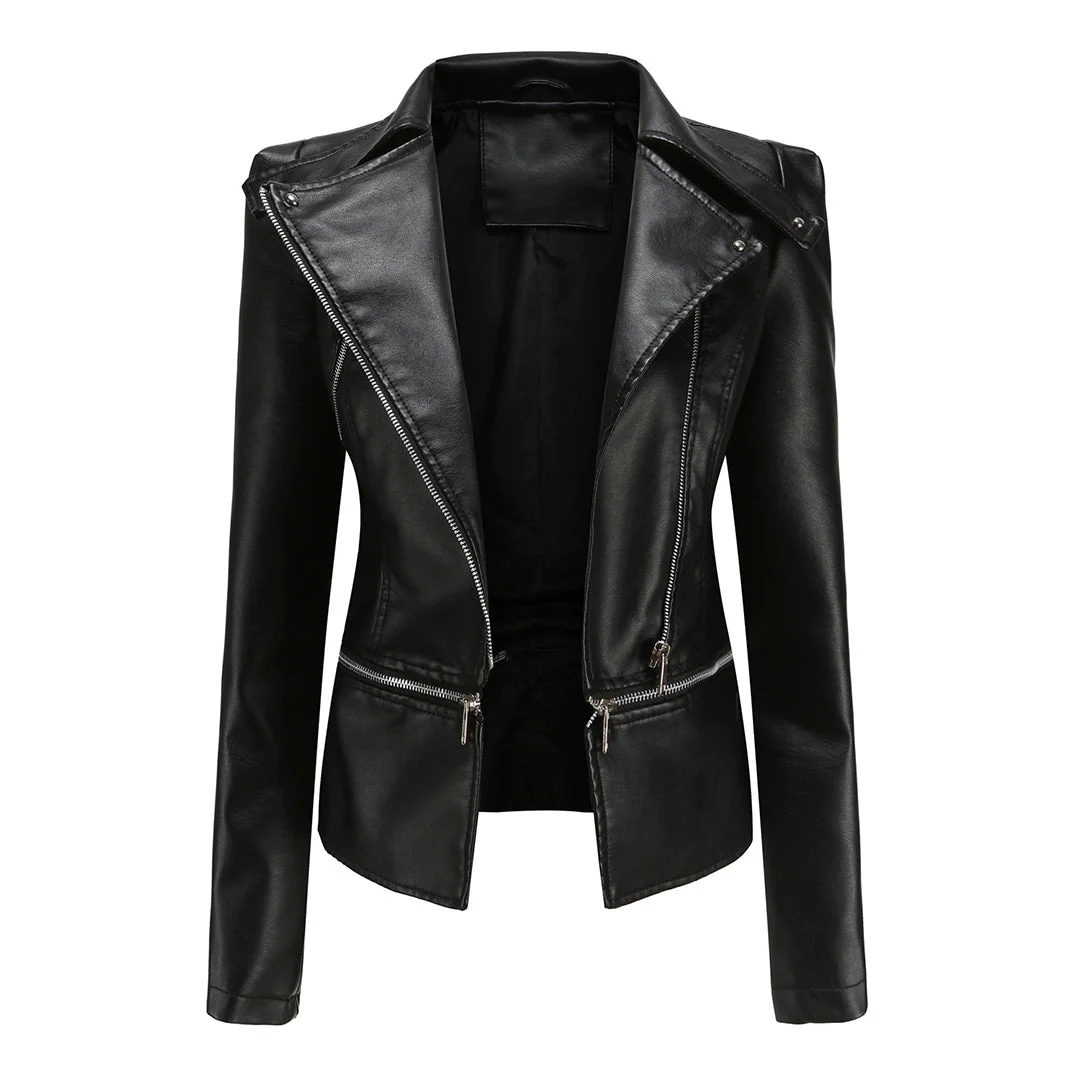 Schlanke Passform Bikerjacke für Damen | Lässig - Image 5
