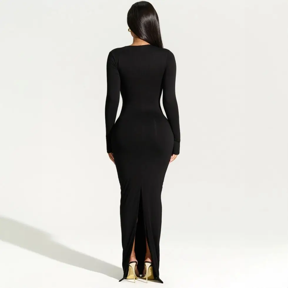Schlankes Kleid mit langen Ärmeln für Damen - Image 3