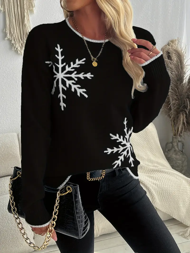 SCHNEEFLOCKEN-MUSTER RUNDHALS-PULLOVER | WARM, STILVOLL, BEQUEM - Image 9