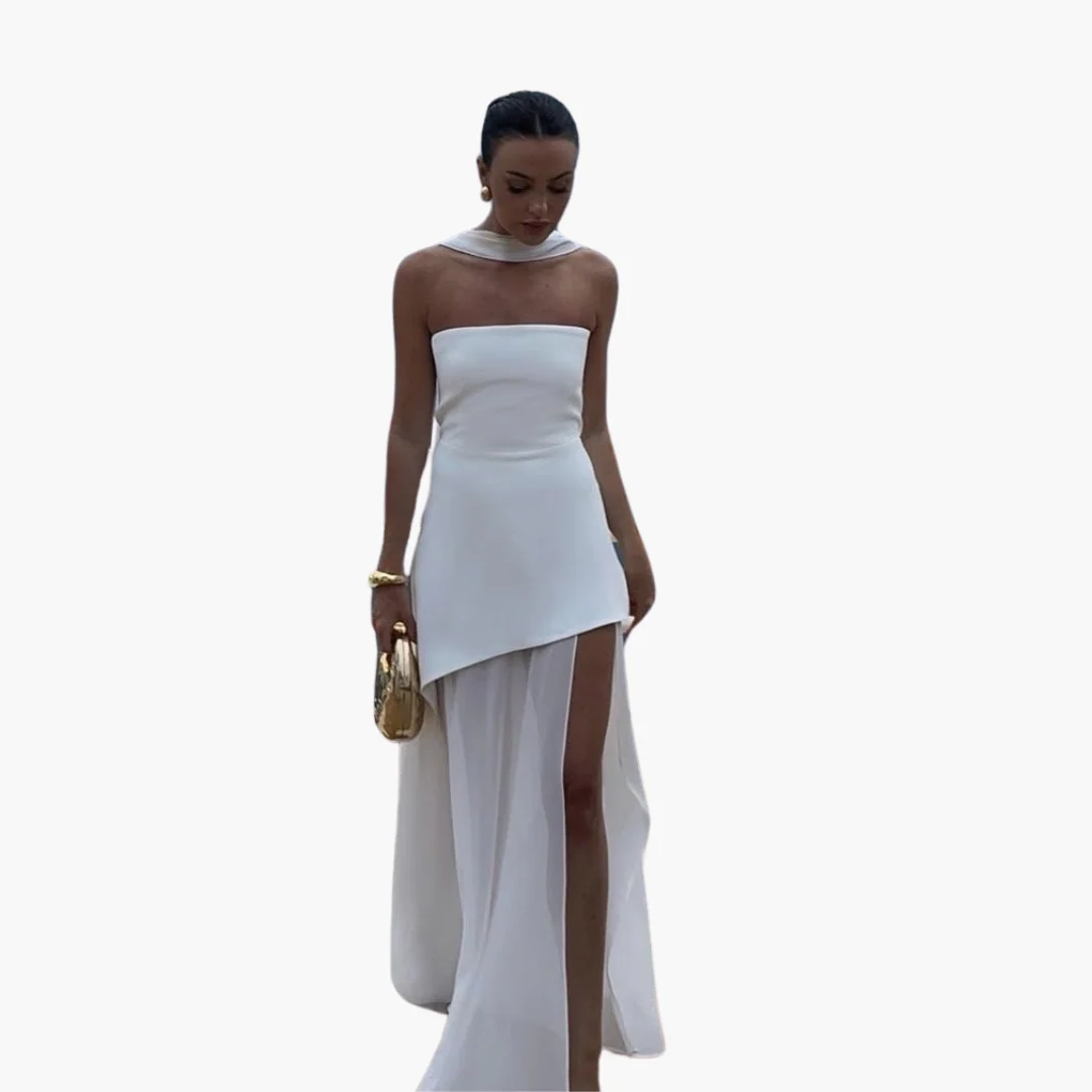Schulterfreies Abendkleid für Damen - Maxi mit hohem Schlitz - Image 3