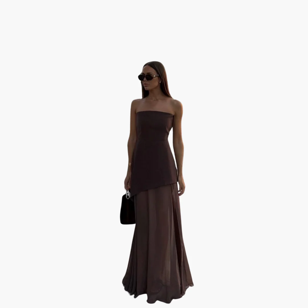 Schulterfreies Abendkleid für Damen - Maxi mit hohem Schlitz - Image 5