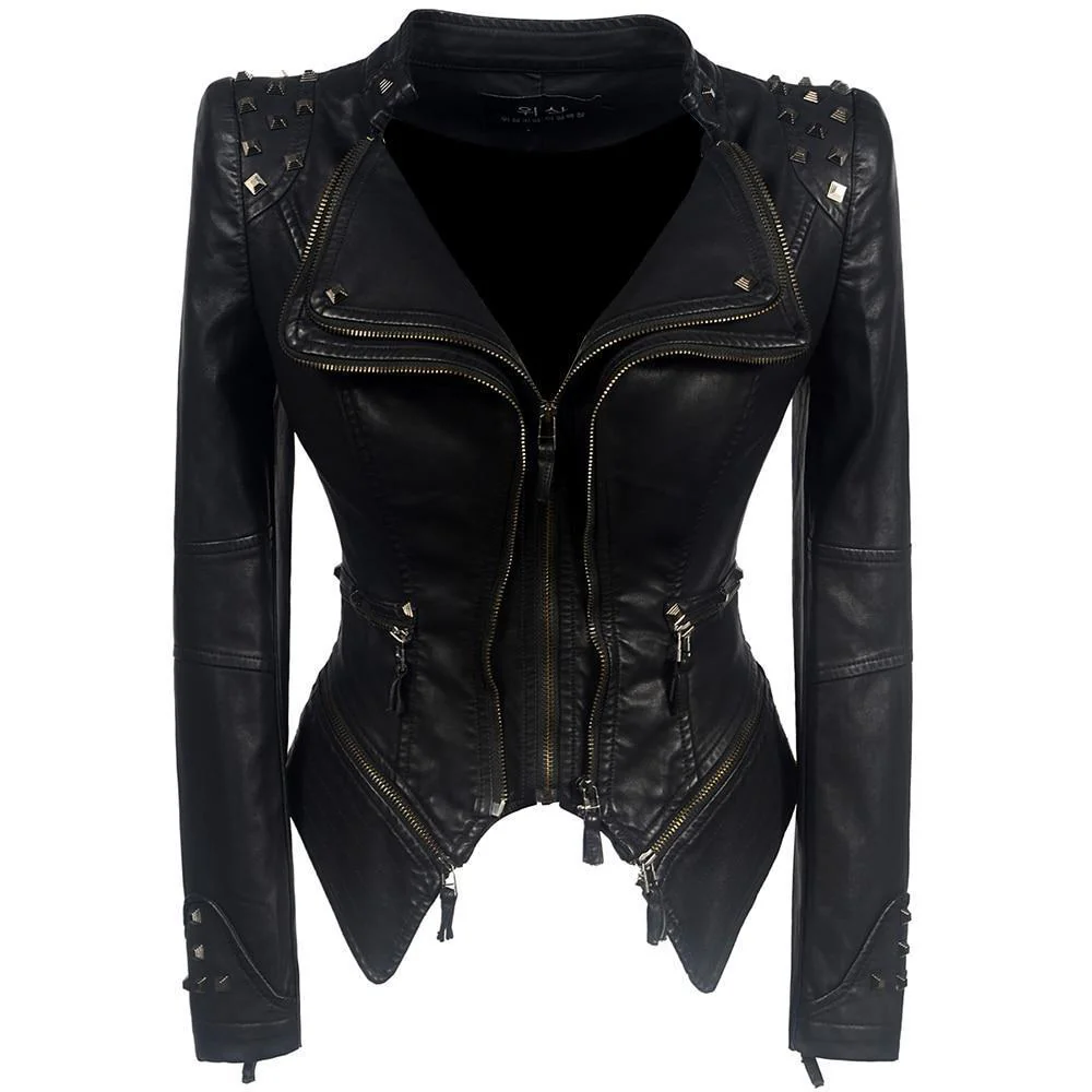 Schwarze Bikerjacke für Damen | Schlanke Passform - Image 3