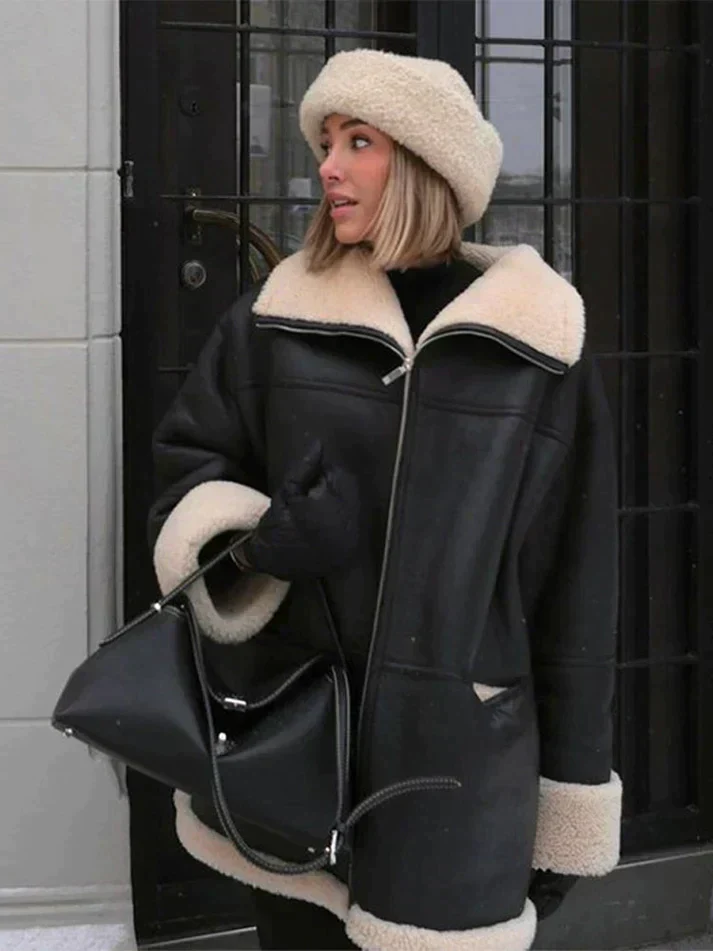 Schwarze Fleece Jacke für Damen | Winter - Image 2