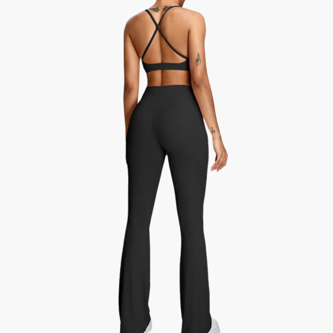 Schwarze High Wait Yogahose - Damenkomfort mit Bauchkontrolle - Image 2