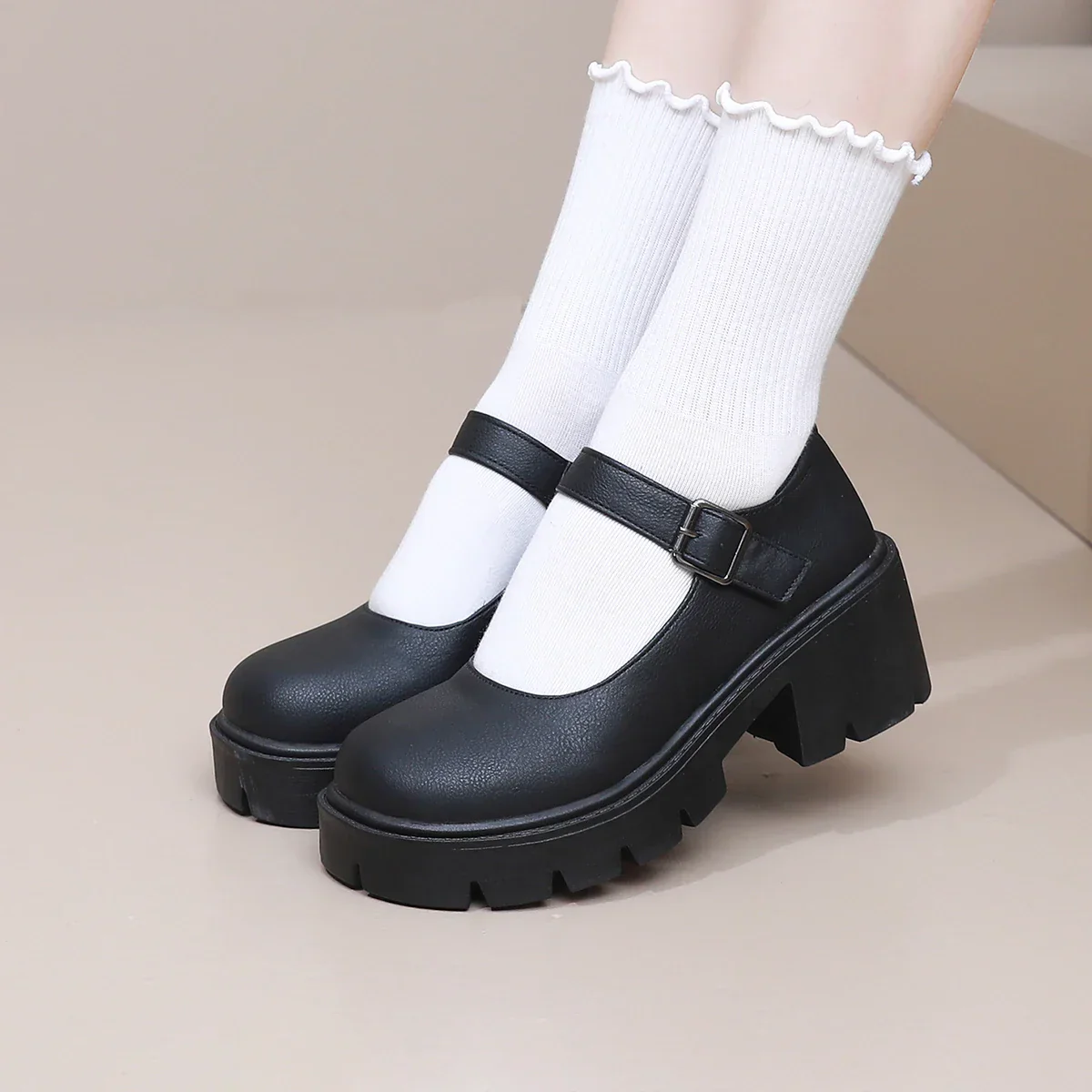 Schwarze Mary Jane Dirndl Schuhe für Damen | Plateau - Image 8