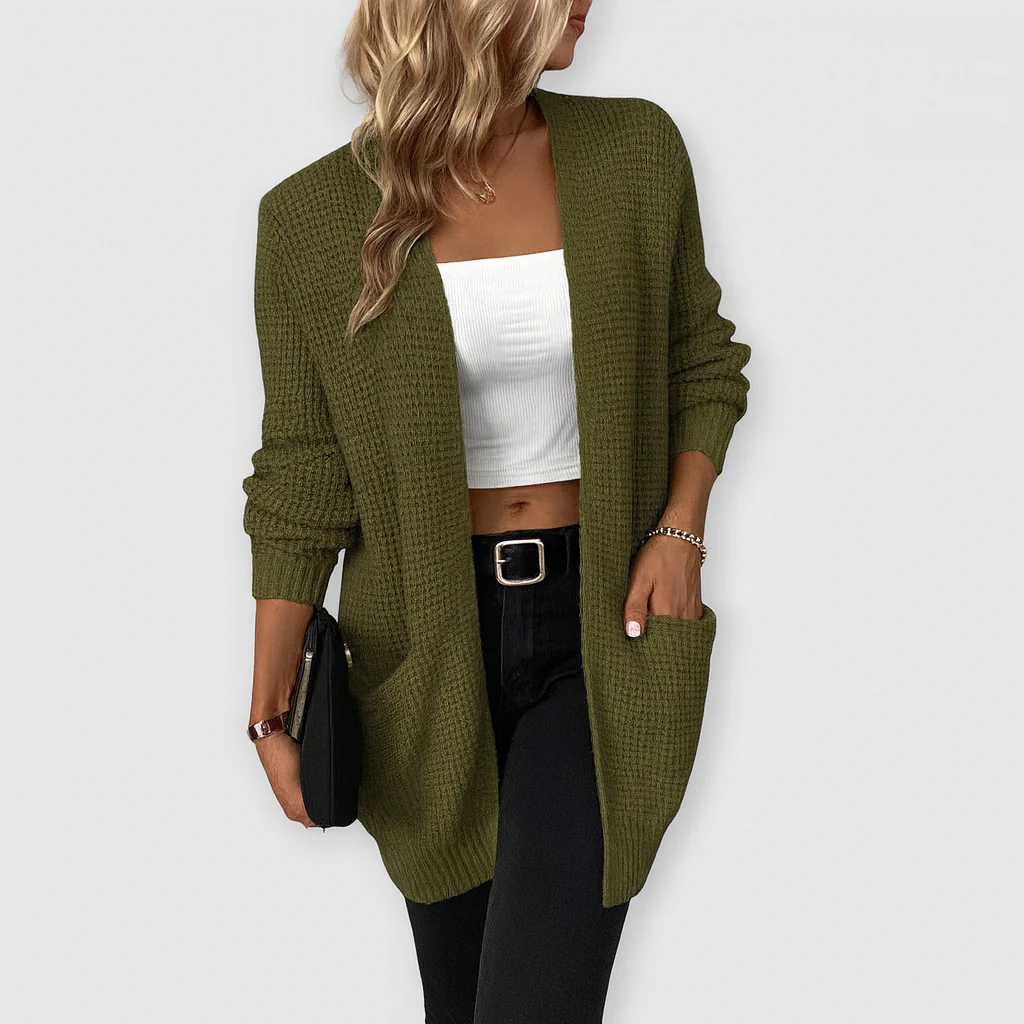 Schwarze Strickjacke mit offener Front – Müheloser Stil - Image 2