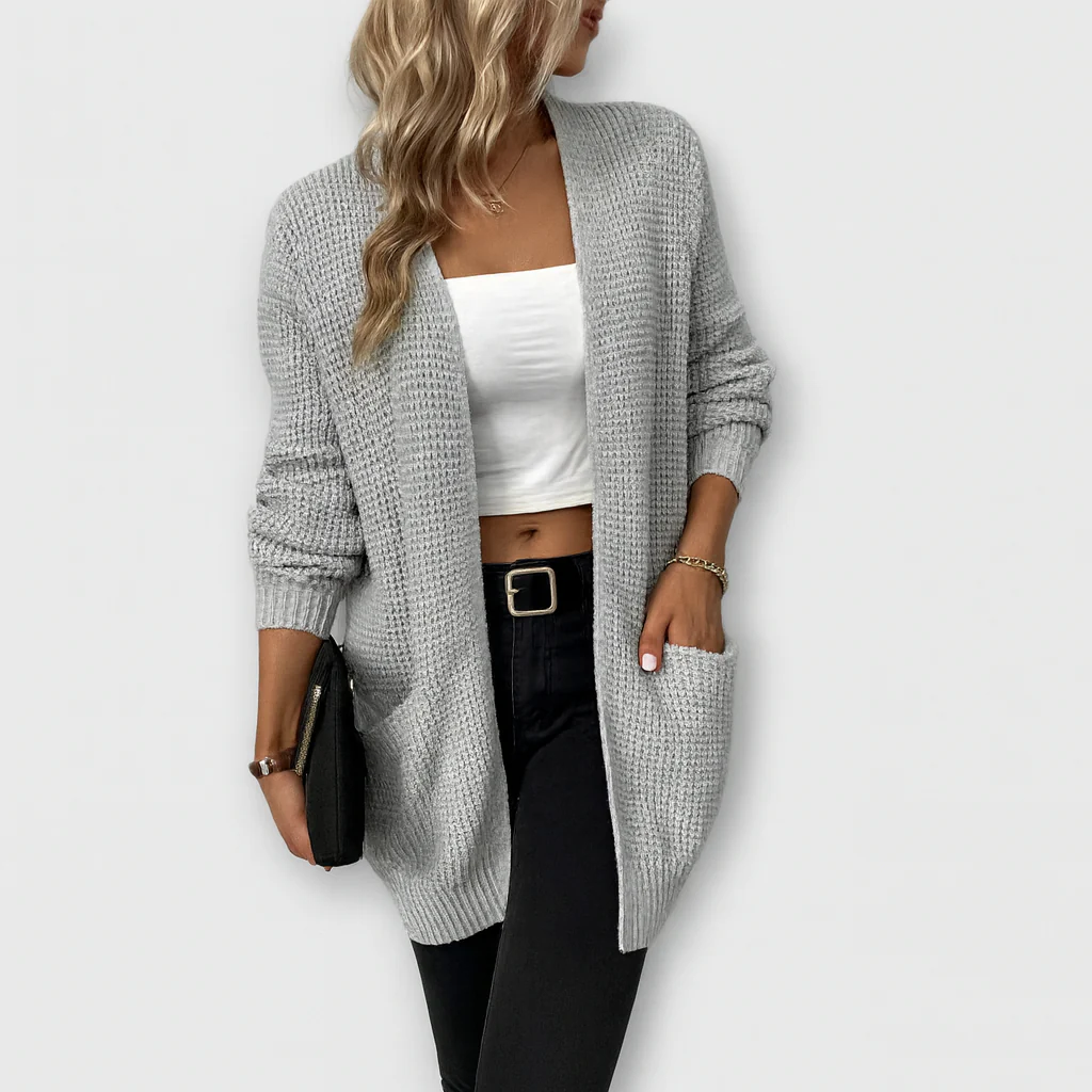 Schwarze Strickjacke mit offener Front – Müheloser Stil - Image 3