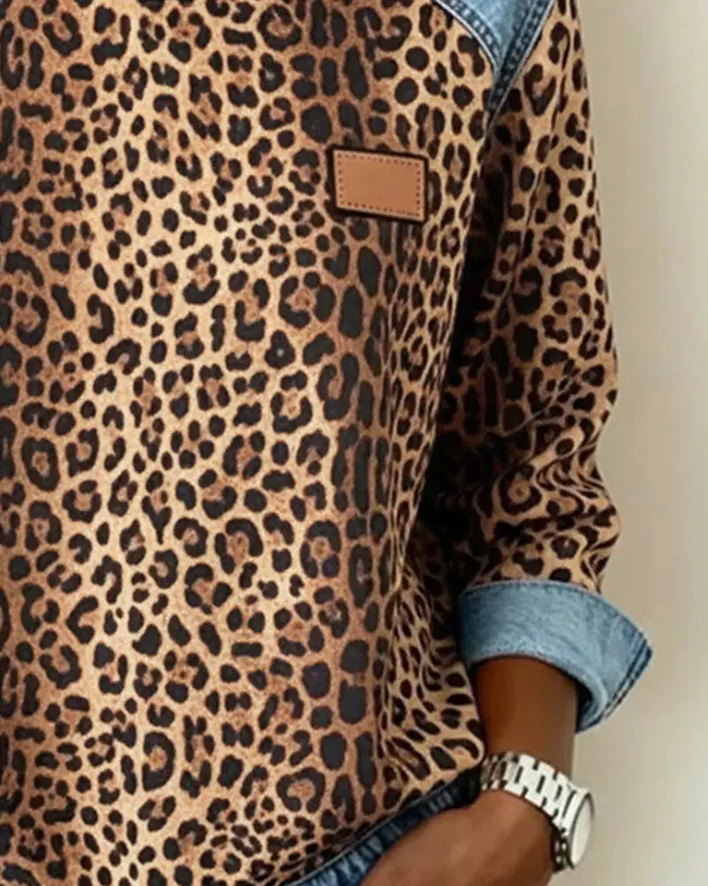 Selara - Weicher Leoparden-Patchwork-Pullover - Image 2