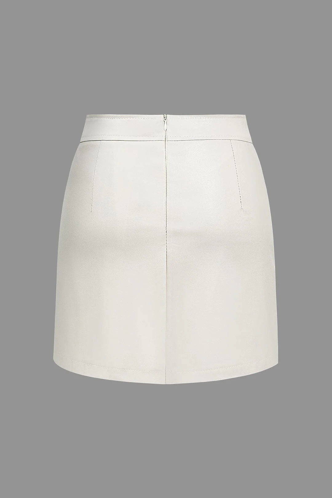 Selene | Moderner Kunstleder-Minirock mit seitlichem Reißverschluss und asymmetrischem Schlitz - Image 3