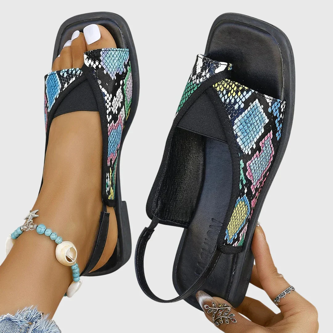 Selina | Damen Kontrast Riemen Flache Sandalen - Image 3
