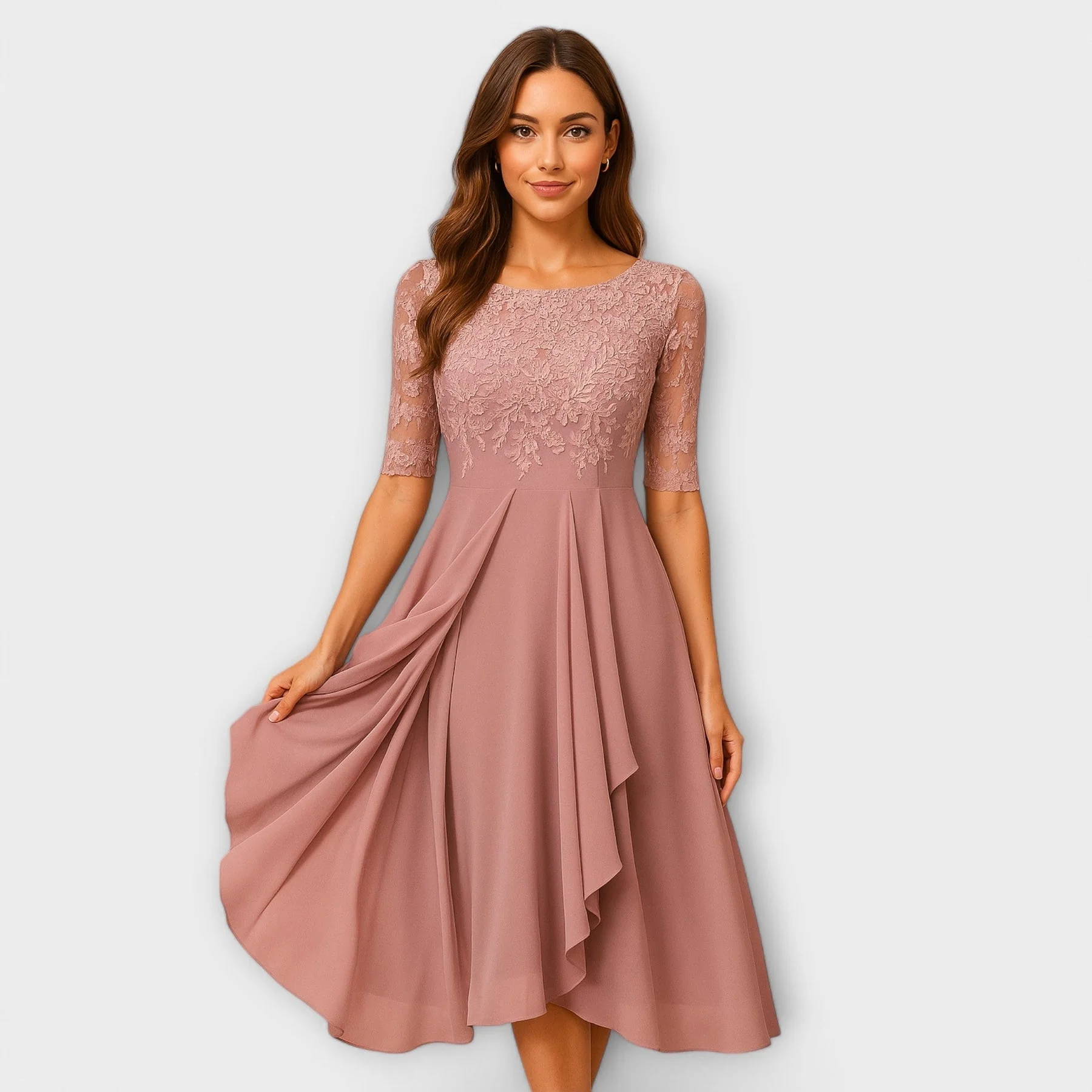 Séraphine-  Midi Kleid mit Spitzenärmeln - Image 7