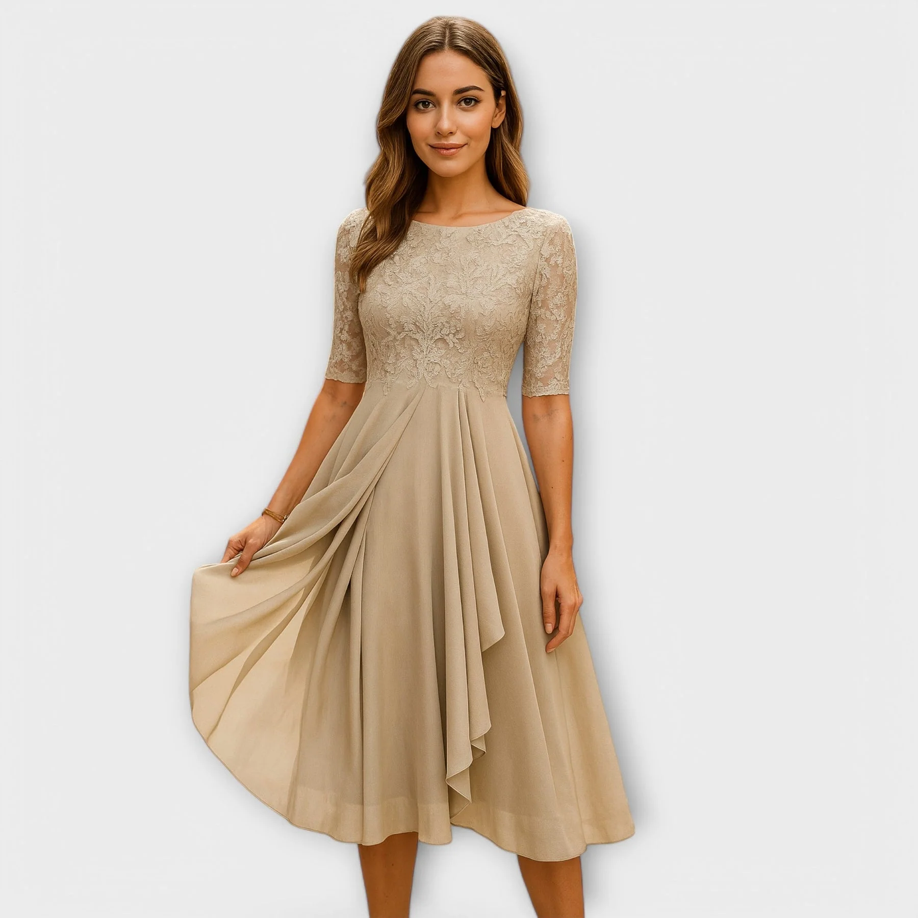 Séraphine-  Midi Kleid mit Spitzenärmeln - Image 8