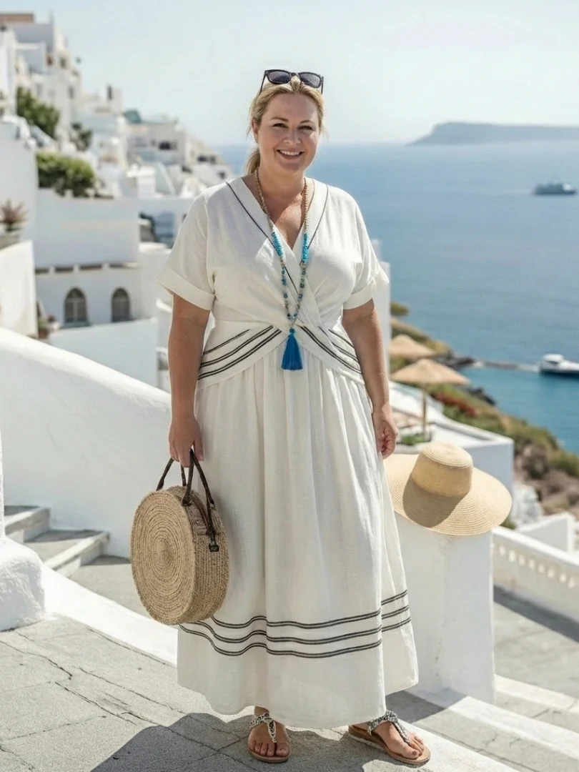 Seren | Damen Wickelkleid V-Ausschnitt Kurzarm Sommer - Image 2