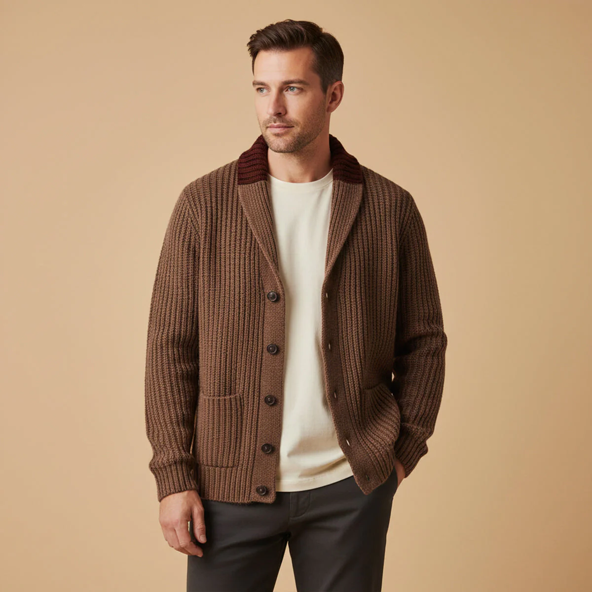Sergio – Strukturierter Herren Strickcardigan mit Reverskragen - Image 4