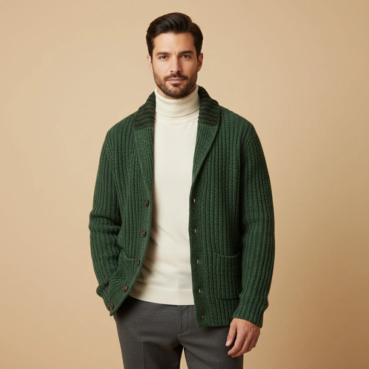 Sergio – Strukturierter Herren Strickcardigan mit Reverskragen - Image 5