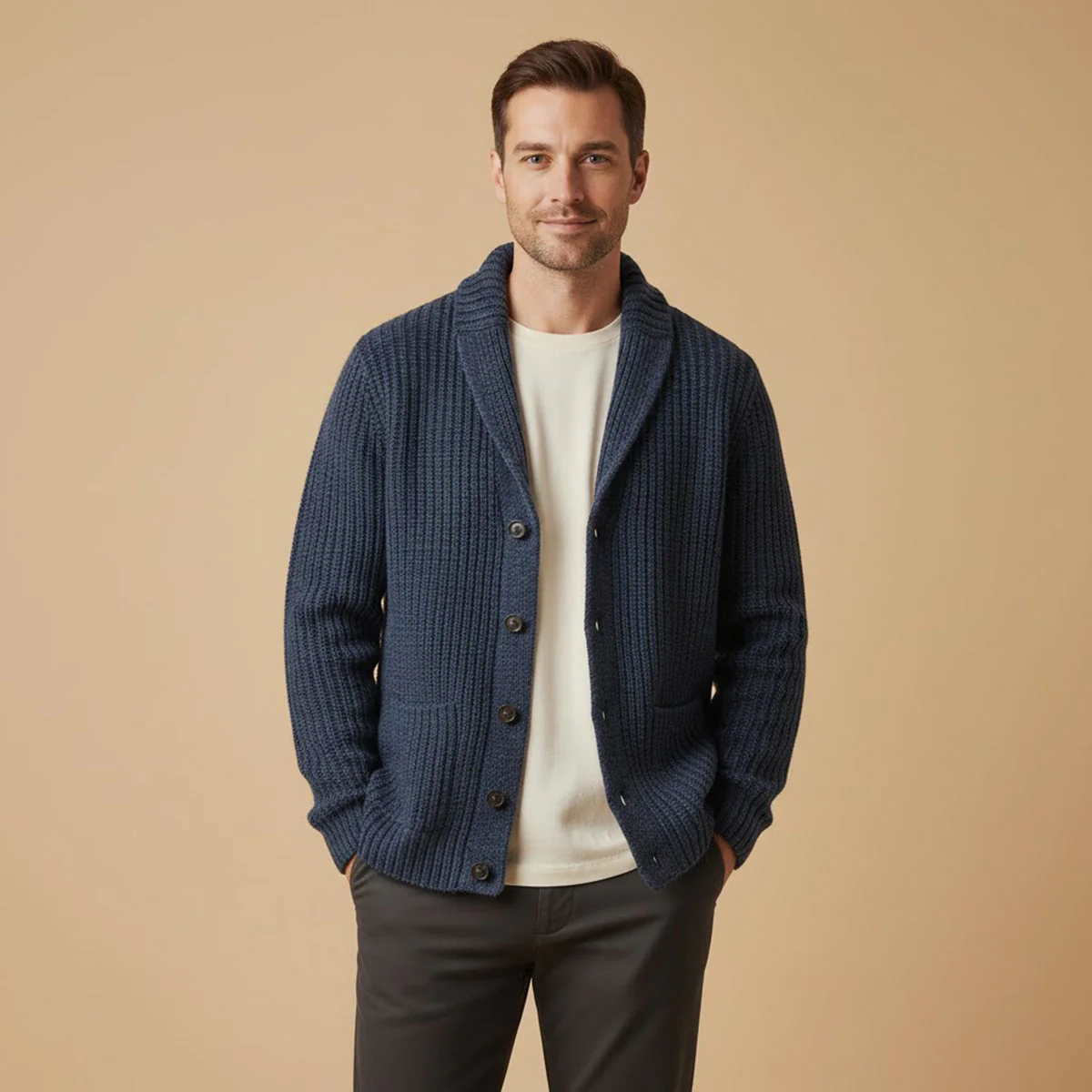 Sergio – Strukturierter Herren Strickcardigan mit Reverskragen - Image 6