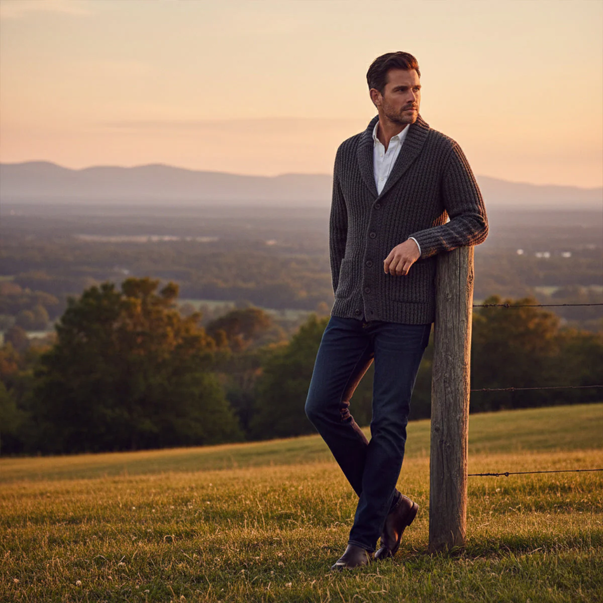 Sergio – Strukturierter Herren Strickcardigan mit Reverskragen - Image 9