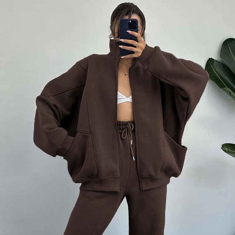 Set aus Reißverschlussjacke und Kordelzughose für Damen - Image 2