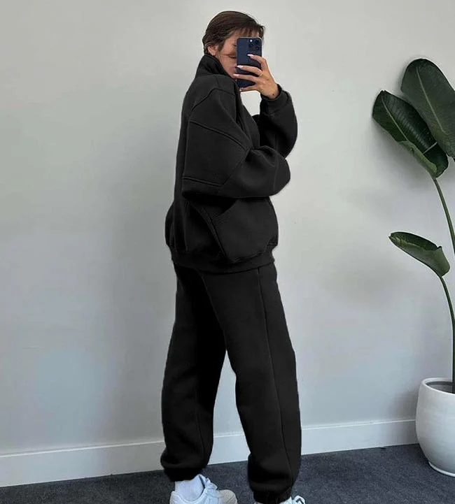 Set aus Reißverschlussjacke und Kordelzughose für Damen - Image 3