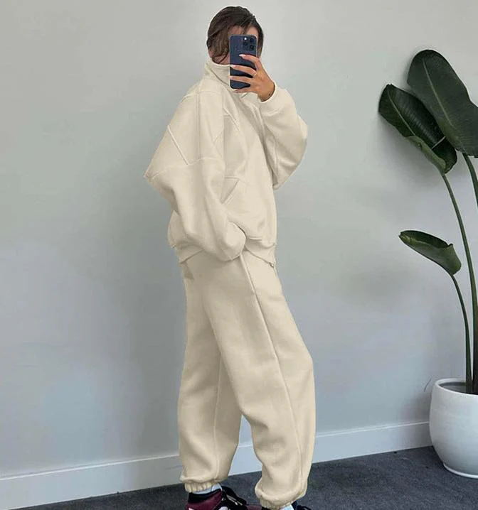 Set aus Reißverschlussjacke und Kordelzughose für Damen - Image 4