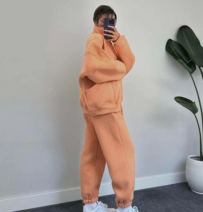 Set aus Reißverschlussjacke und Kordelzughose für Damen - Image 5