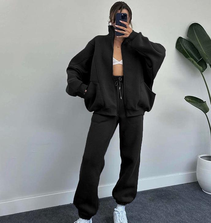 Set aus Reißverschlussjacke und Kordelzughose für Damen - Image 7