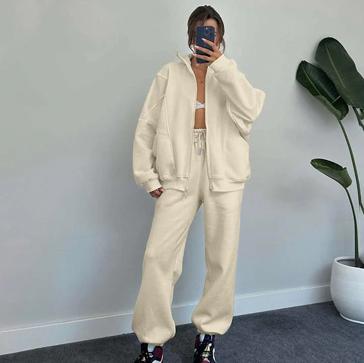 Set aus Reißverschlussjacke und Kordelzughose für Damen - Image 8