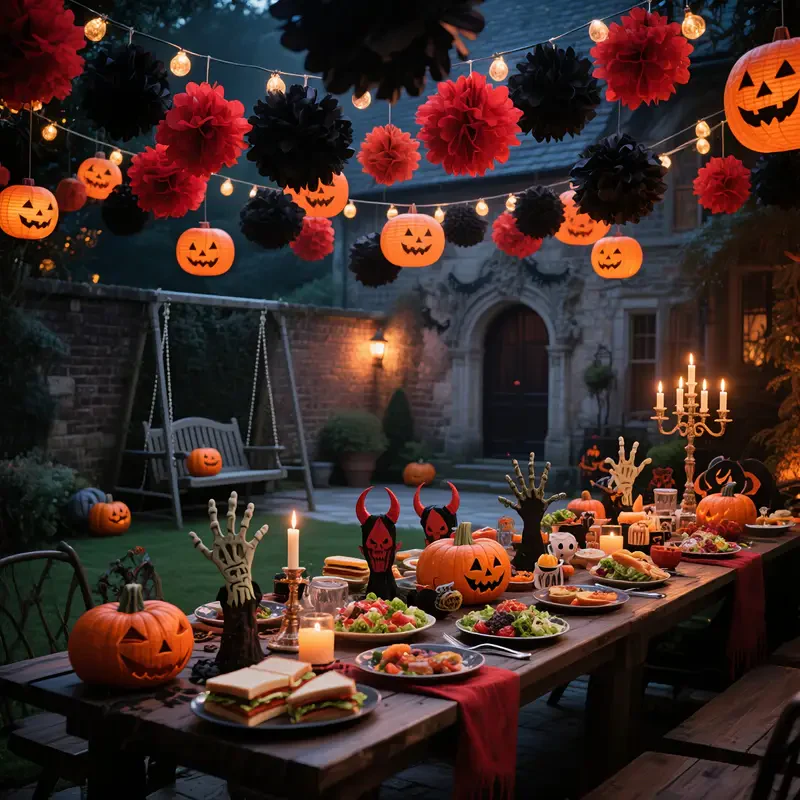 ShadowGlow Halloween Papierlaternen Set – 13 Stück Kürbis & Blumenball Deko - Image 3