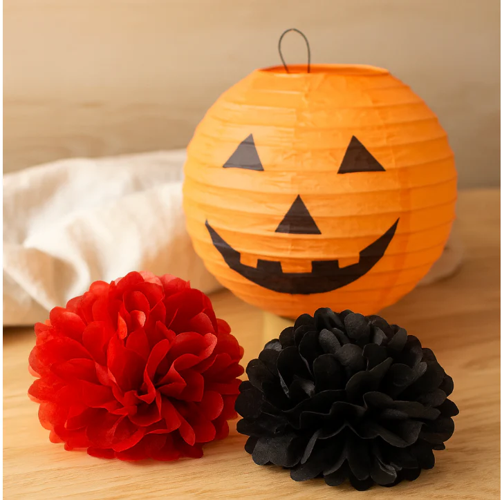 ShadowGlow Halloween Papierlaternen Set – 13 Stück Kürbis & Blumenball Deko - Image 4