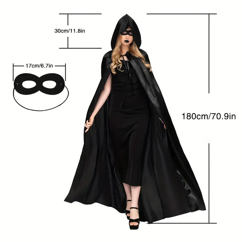 ShadowVeil Gothic Cape – Schwarzes Kapuzen-Cape mit Schlitz für Damen & Herren - Image 6