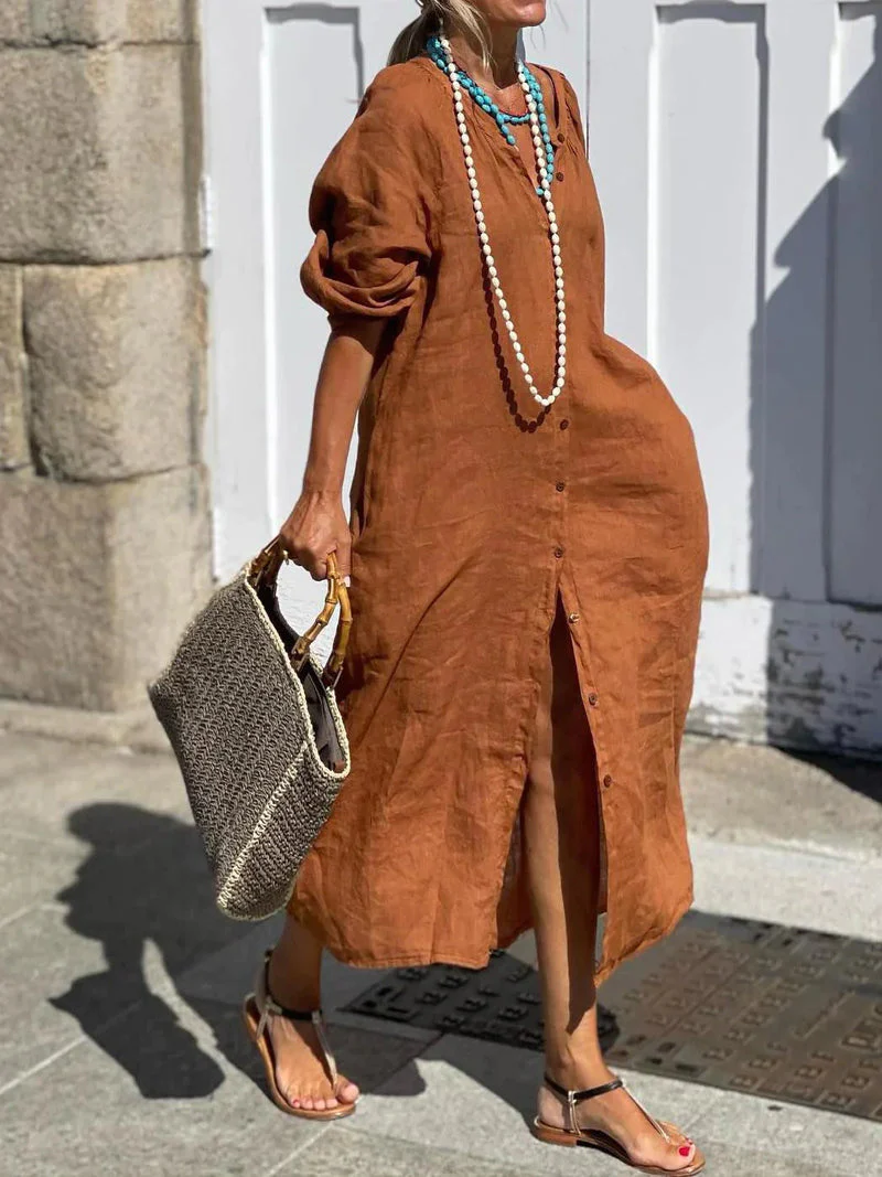 Sharon- Langes Kleid mit Knöpfen - Image 4